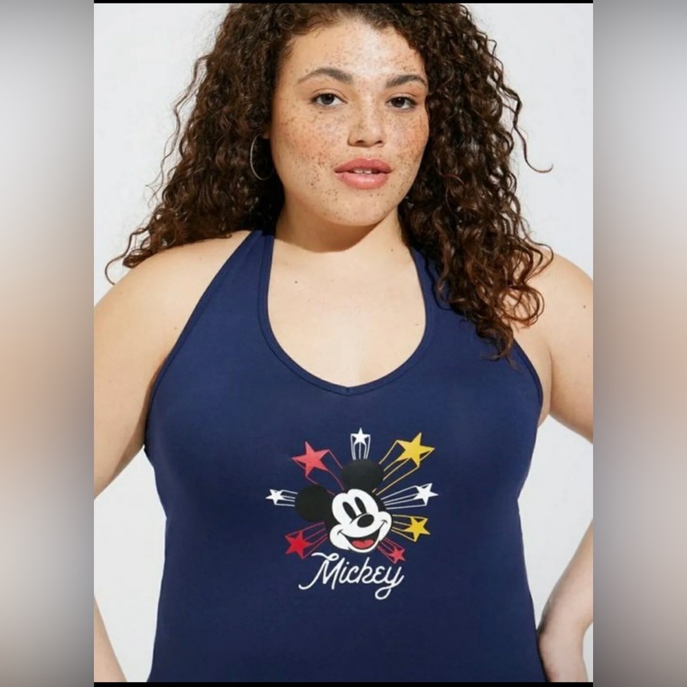 Torrid Official Disney Mickey Mouse Blue Foxy Halter Top Plus Size 2X, 18/20